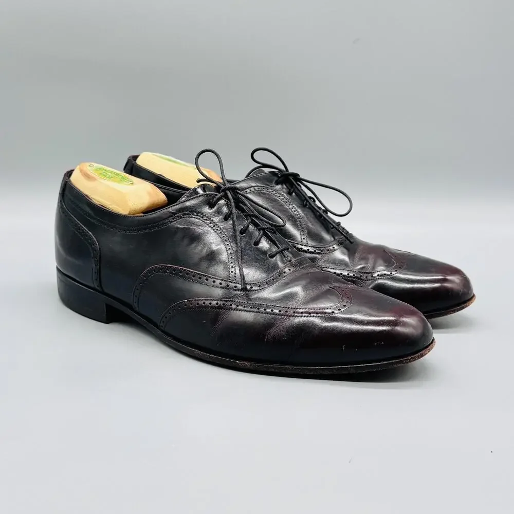 Johnston & Murphy Shoes Mens 8 Brown Leather Wingtip Oxford Lace Up Dress Brogue